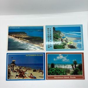 BUNDLE OF 4 VINTAGE 1970s FLORIDA POSTCARDS FEATURING HUTCHINSON ISLAND